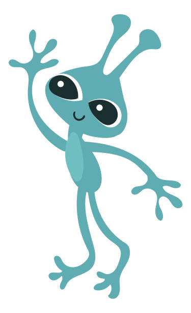 illustrations, cliparts, dessins animés et icônes de personnage extraterrestre. créature verte souriante. humanoïde de dessin animé - mascot alien space mystery