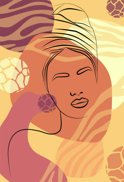 istock Abstract portrait of a young woman in a minimalist style. 1413592636