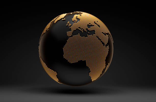 istock Golden and black earth globe 1413593045