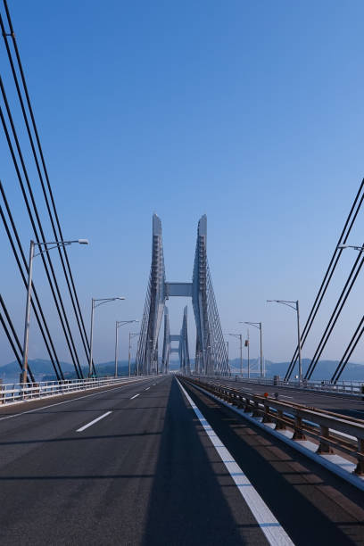 istock Two cable-stayed bridges at Seto Ohashi Bridge, Hitsuishijima Bridge and Iwakuroshima Bridge in the early morning 1413594397