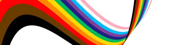 Vector illustration of Pride background with LGBTQ pride flag colours. Wave rainbow stripes on white background. Vector EPS 10