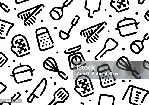 istock Kitchen tool pattern background for graphic design.A-size horizontal. 1413600934