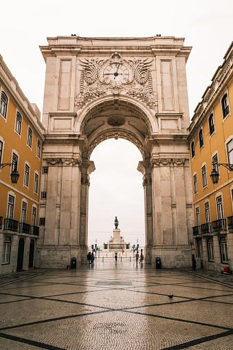 Lisboa , Portugal; 07 August 2022: General view of the arch of Rua Augusta in Lisbon