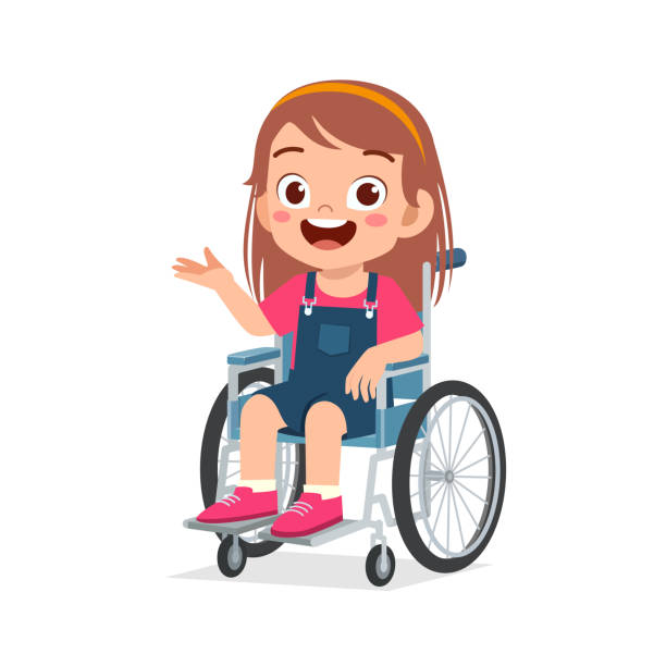 istock little kid sit on wheelchair and feel happy 1413604993