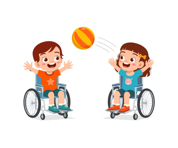 istock little kid on wheelchair play ball with friend 1413605012