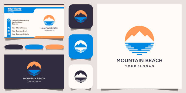 minimalistyczny szablon projektu logo góry i fali. - mountain scape stock illustrations