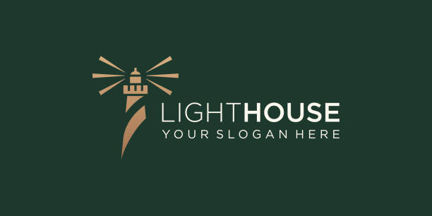 ilustrações, clipart, desenhos animados e ícones de design do logotipo do farol. searchlight beacon tower island simples estilo inspiração logotipo. - lighthouse