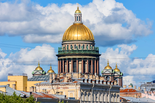 Saint Isaac's Cathedral is the largest Christian orthodox church on a sunny evening light, St. Petersburg, Russia