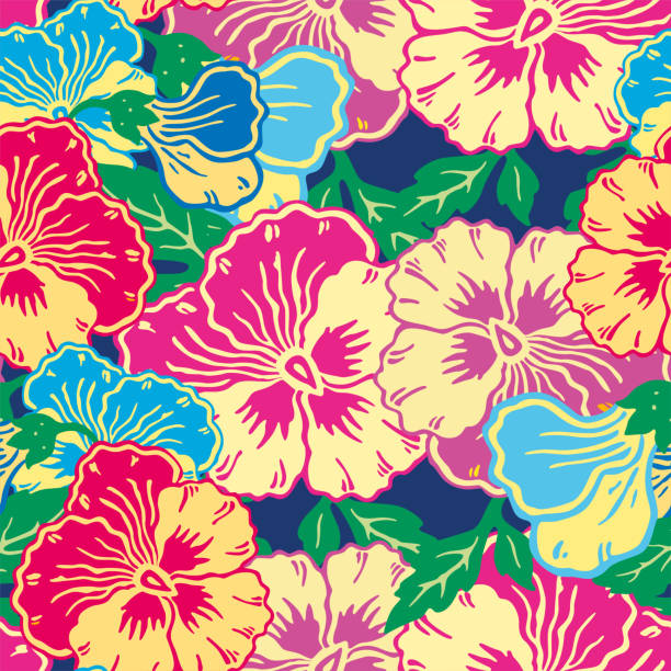 istock Seamless background of colorful pansies flowers 1413613796