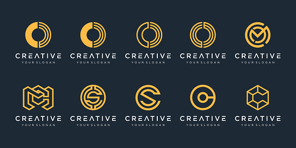 Set of creative monogram logo design template. icons for business of luxury, elegant, simple.