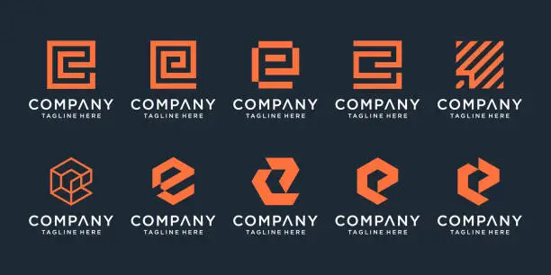 Vector illustration of Set of creative letter E logo design template. icons for business technology digital.