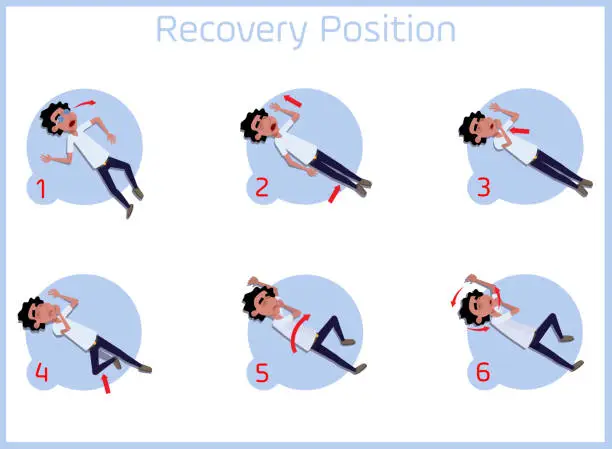 Vector illustration of Recovery position