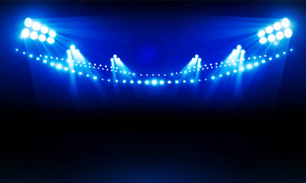 istock Football arena field with bright stadium lights vector design Vector illumination 1413622063