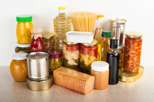 istock Emergency survival food set on white kitchen table 1413625455