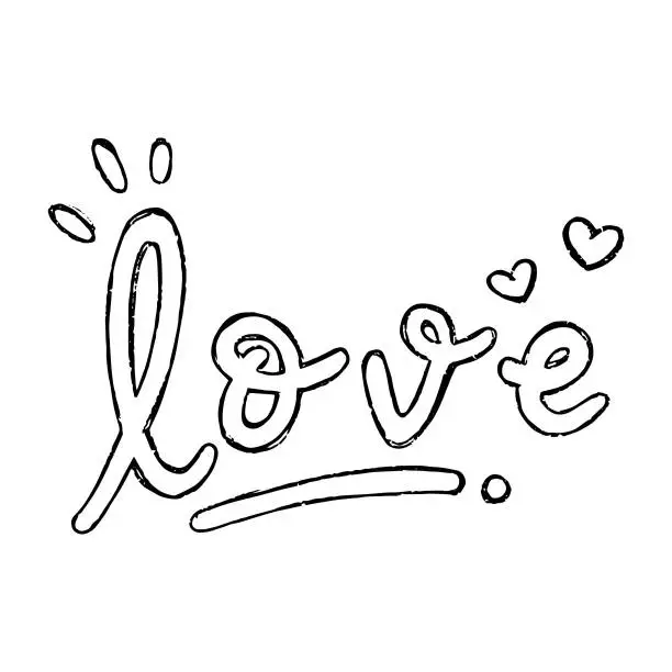 Vector illustration of Hand sketched Love word. Vector. Lettering typography