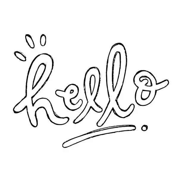 Vector illustration of Hand sketched Hello word. Vector. Lettering typography