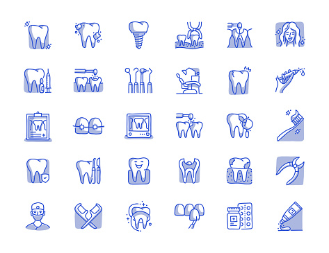 Dental Hand Drawn Line Icon Set