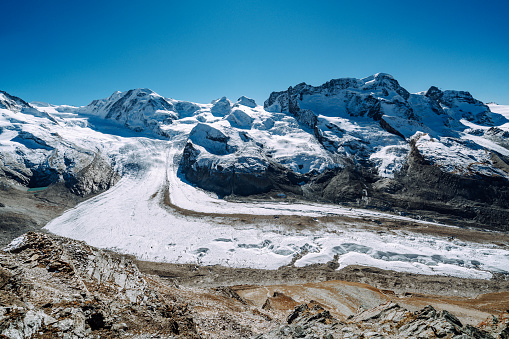 Panoramic image of Pennine Alps with Monte Rosa in Switzerland, Europe