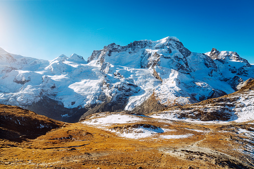 High Resolution Panorama shot of the Swiss alps, including the famous Matterhorn