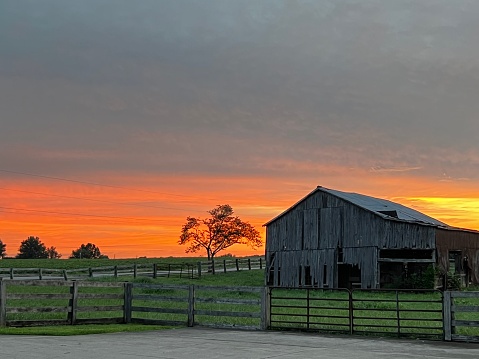 Sunset over the barn