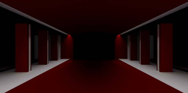 istock empty abstract industrial concrete interior. concrete floor and red room. 3d illustration 1413630199
