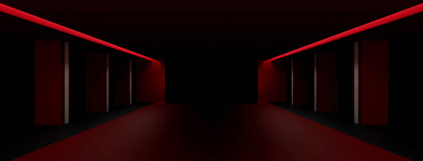 istock empty abstract industrial concrete interior. concrete floor and red room. 3d illustration 1413630215