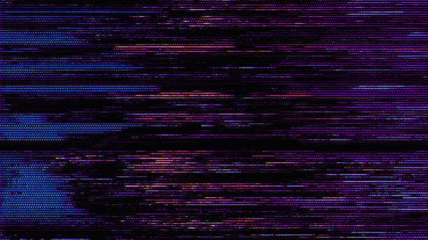 Glitch noise static television VFX pack. Visual video effects stripes background, CRT tv screen no signal glitch effect