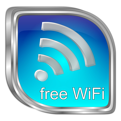 free wireless WiFi button blue - 3D illustration