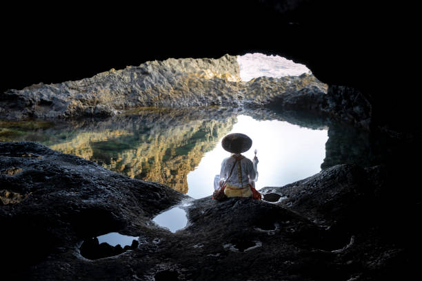 istock Shugendo monk sitting in cave and meditating 1413638282