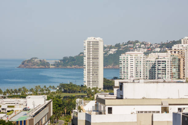 view of the Sao Conrado neighborhood in Rio de Janeiro, Brazil. stock photo