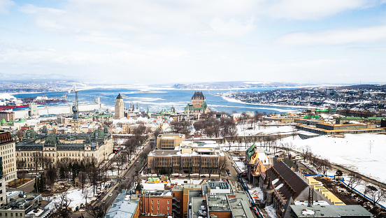 A view over Quebec City in early Springtime, at the start of April.