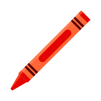 Education and Work - School and Office Supply - Red and Orange Crayon Isolated on White Background
