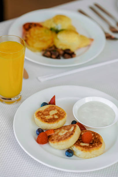 istock Close up picture of breakfast served on the table 1413646872