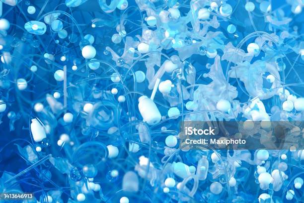 Sea Plastic Pollution Abstract Stock Photo - Download Image Now - Microplastic, Sea, Abstract