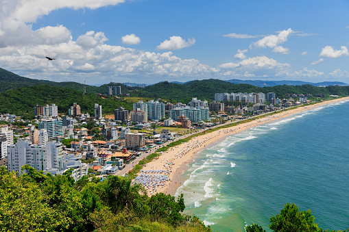Balneario Camboriu in Brazil and sandy beach with ocean