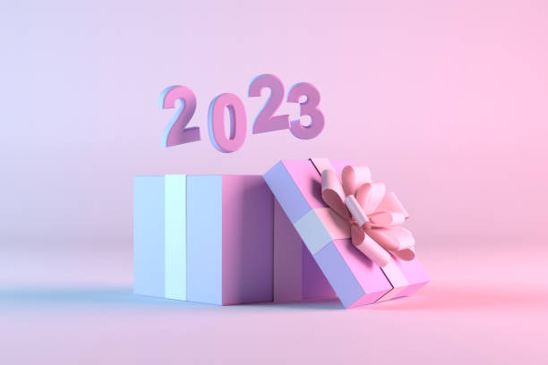 istock Open gift box with 2023 new year 1413647161