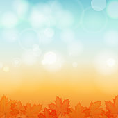 istock Sunny autumn background with leaves and highlights 1413647299