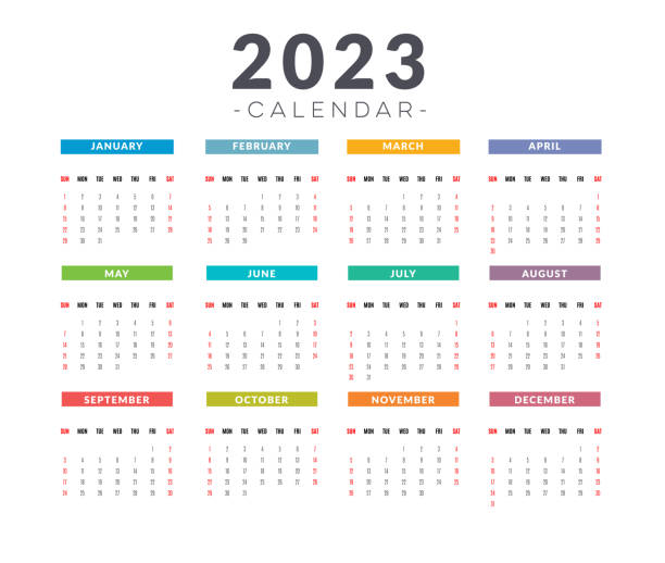 ilustrações de stock, clip art, desenhos animados e ícones de calendar 2023, basic model. - monthly