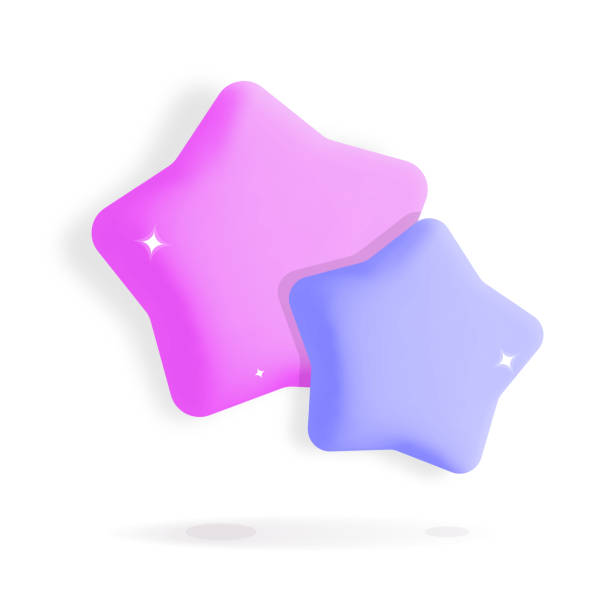 istock 3d vector two glossy violet and pink stars symbol icon design. Stock illustration 1413648635