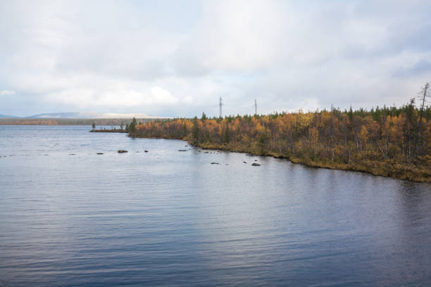 Lake in autumn season in Russia
