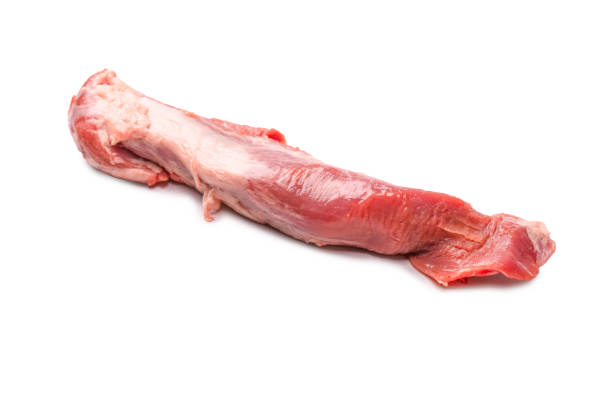 istock Raw pork tenderloin isolated on a white background. 1413650082