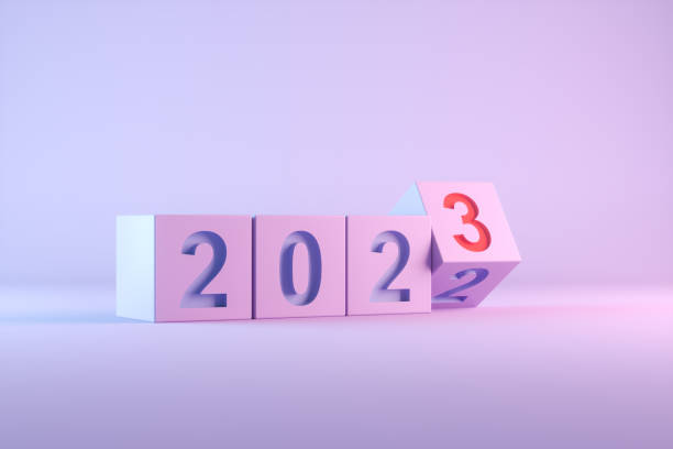 istock 2023 new year, cube dice shapes, changing from 2022 to 2023 1413652270