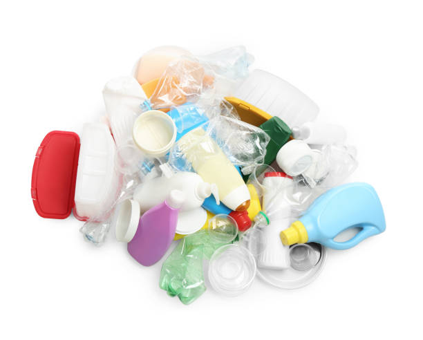 istock Pile of plastic garbage on white background, top view 1413654491