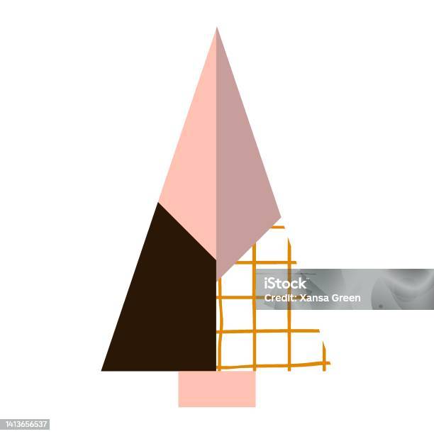 Triangular Tree Cartoon Vector Cartoon Triangular New Year Christmas Tree Stock Illustration ...