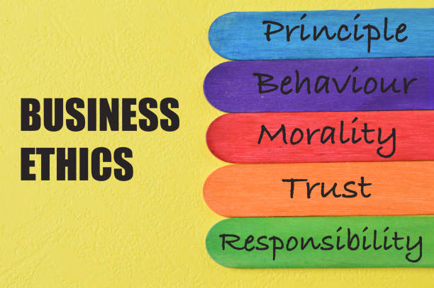 istock Wooden sticks with text Principle, behaviour, morality, trust and responsibility. Business Ethics concept. 1413656670