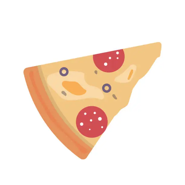 Vector illustration of Pizza slice with salami