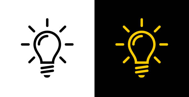 glühbirnensymbol. energie- und denksymbol. - innovation stock-grafiken, -clipart, -cartoons und -symbole