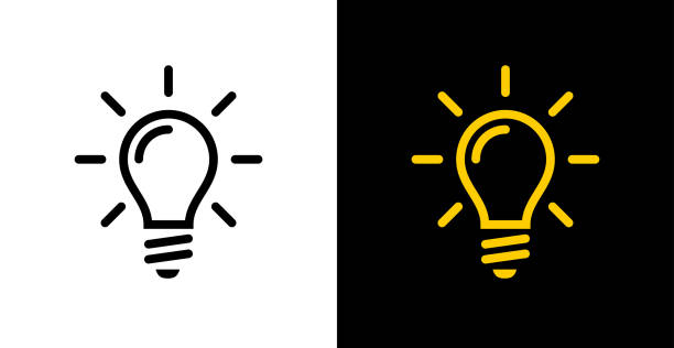 ikona żarówki. symbol energii i myślenia. - światło elektryczne obrazy stock illustrations