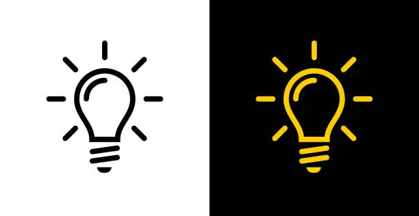 Vector illustration of Light bulb icon. Energy and thinking symbol.