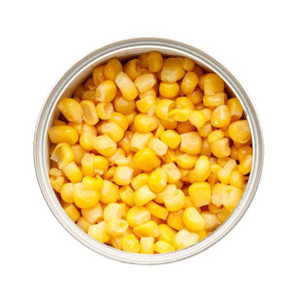 istock Canned corn close-up on a white background. 1413662287